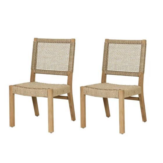 Better Homes & Gardens Ashbrook 2-Pack Teak & Wicker Dining Chairs
