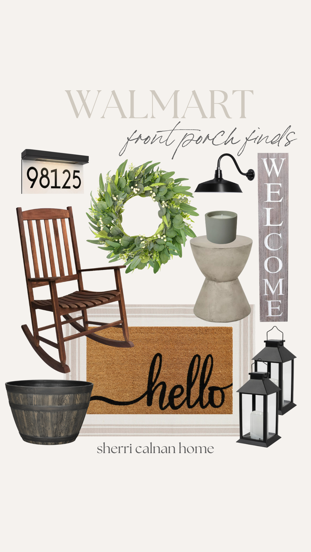 spring front porch styling | spring, spring front porch, spring home, home decor, front porch, affordable home, address sign, welcome sign, welcome mat, accent table, outdoor seating