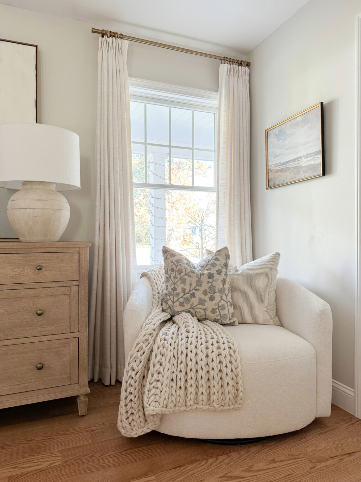 walmart beige swivel chair and knit throw blanket