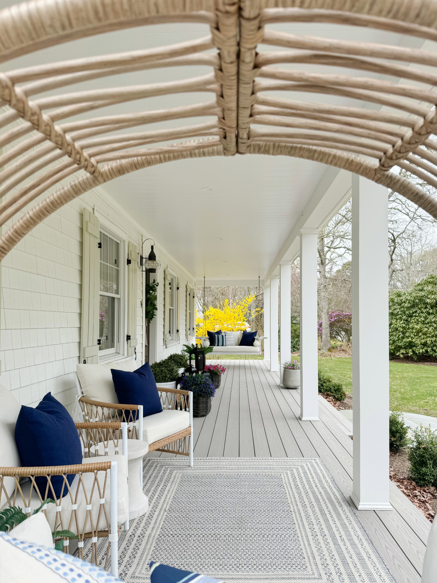 coastal front porch with walmart outdoor chairs and porch swing