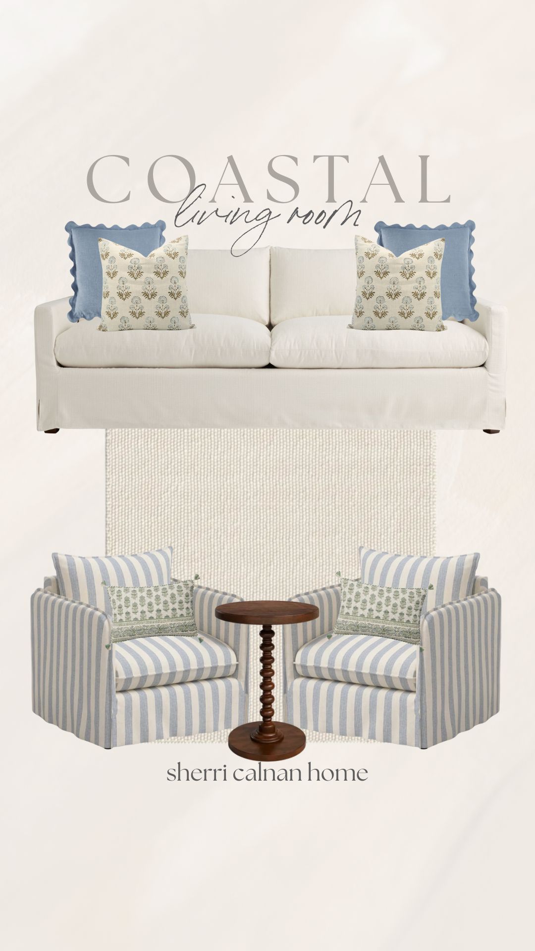 Coastal styled living room collage