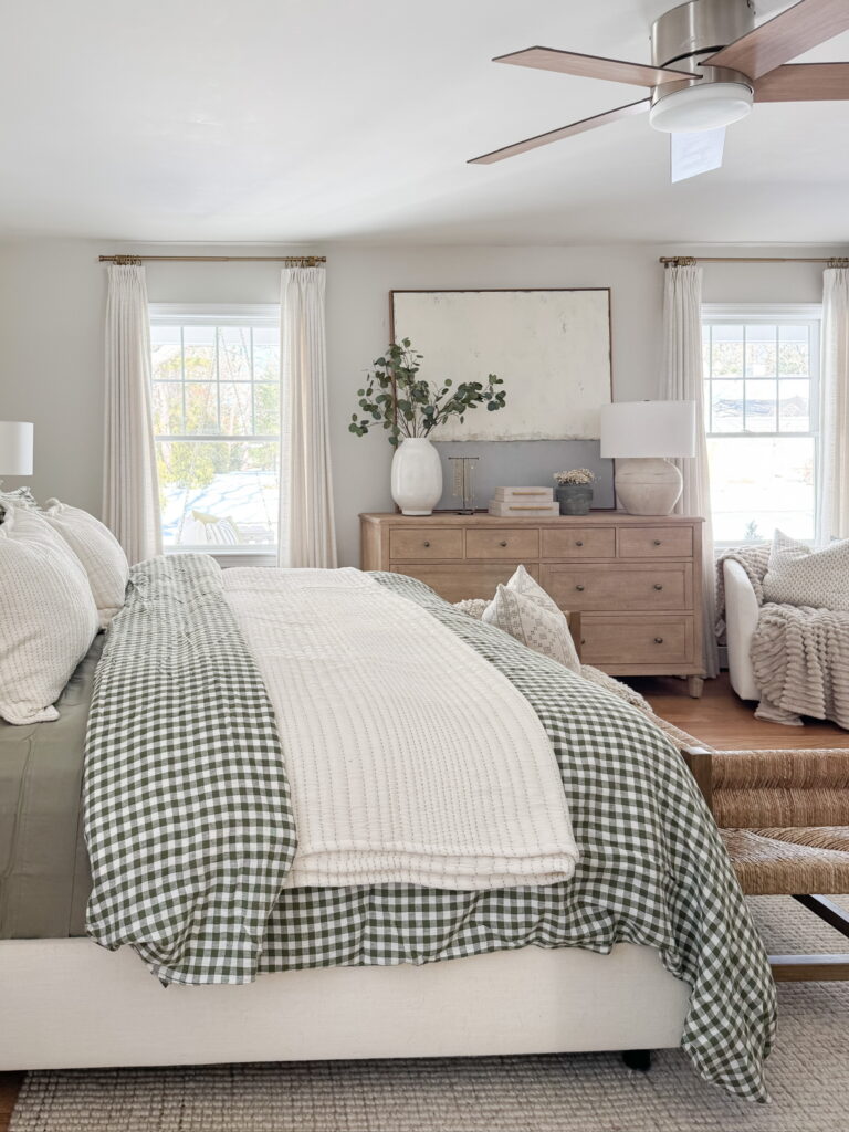green gingham bedding