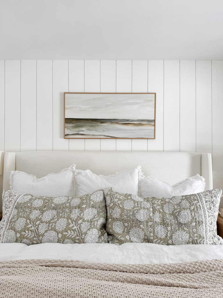 floral print bedding and throw pillows