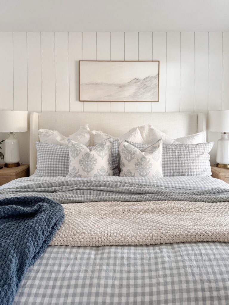 gingham bedding and throw pillows